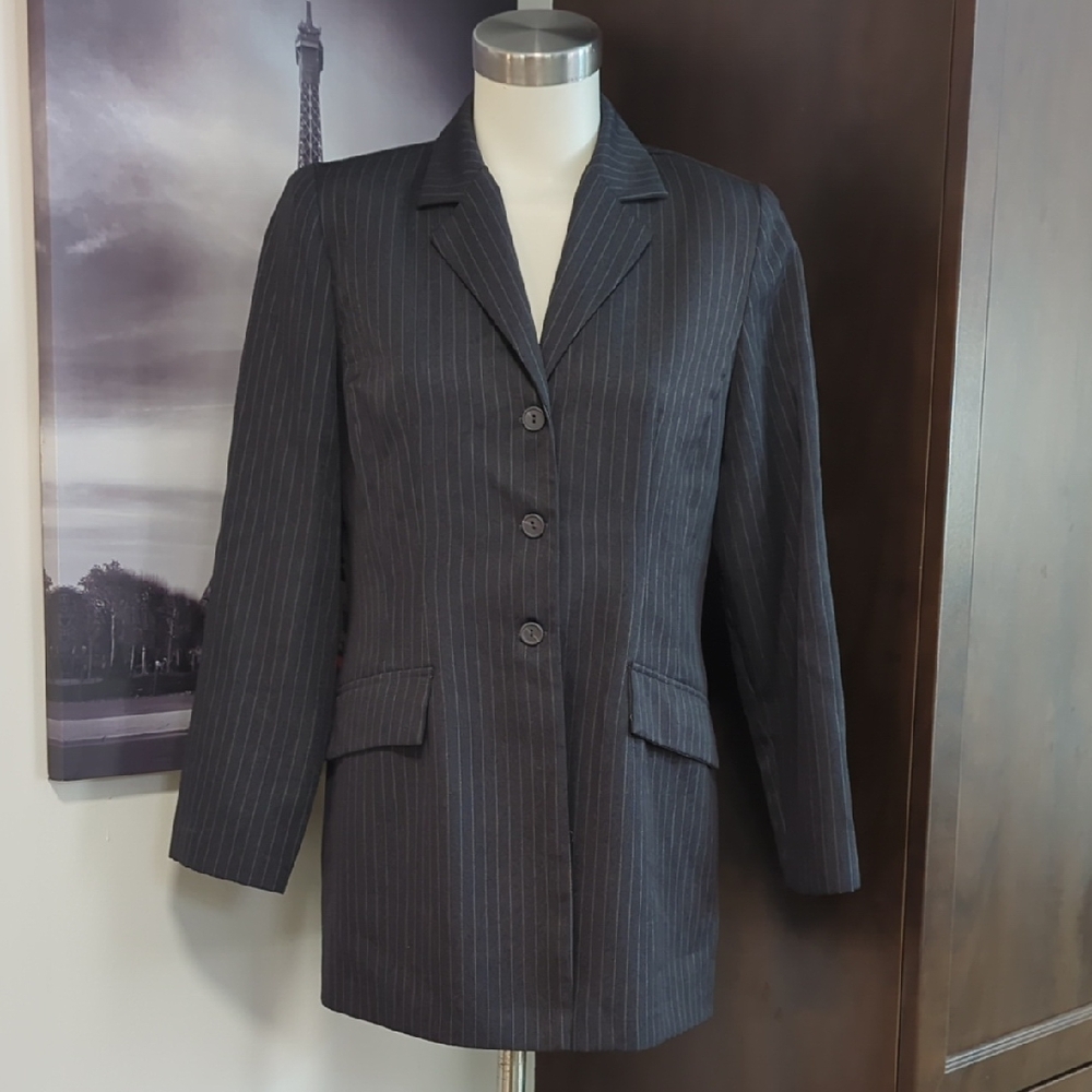 Sophisticated Charcoal Pinstripe Blazer